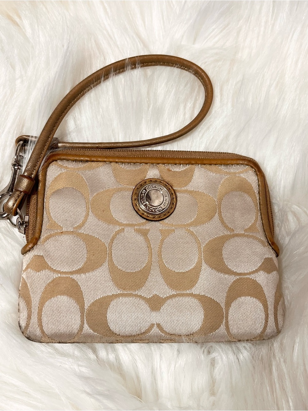 Coach Poppy Coin Purse Tan Signature